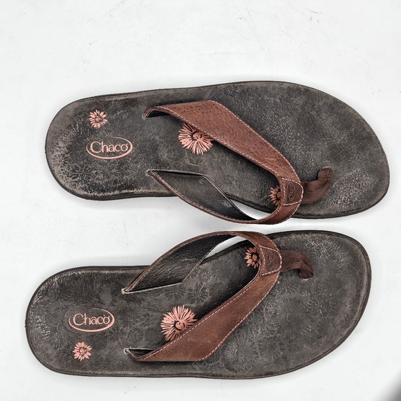 Chaco lowdown brown leather flipflop  size 6 - Picture 11 of 16